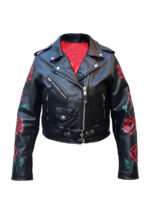 Black Ravers Gonna Rave Biker Studded Leather Jacket