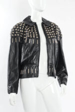 Black Silver Embellished Studded Leather Jacket