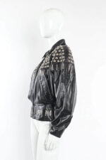 Black Silver Embellished Studded Leather Jacket
