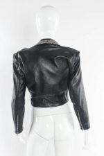 Black Silver Rhinestone and Studded Biker Leather Jacket