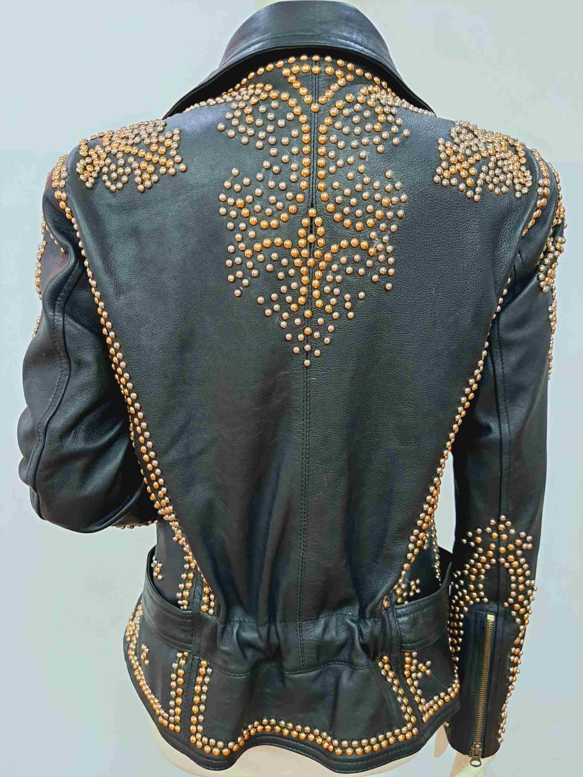 Selena Quintanilla Black Golden Studded Leather Jacket - Maker of Jacket