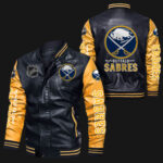 Buffalo Sabres Black Yellow Bomber Leather Jacket