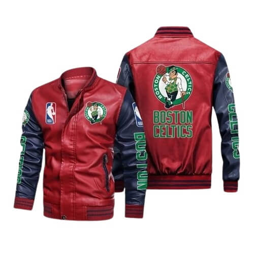 Celtics leather sales jacket