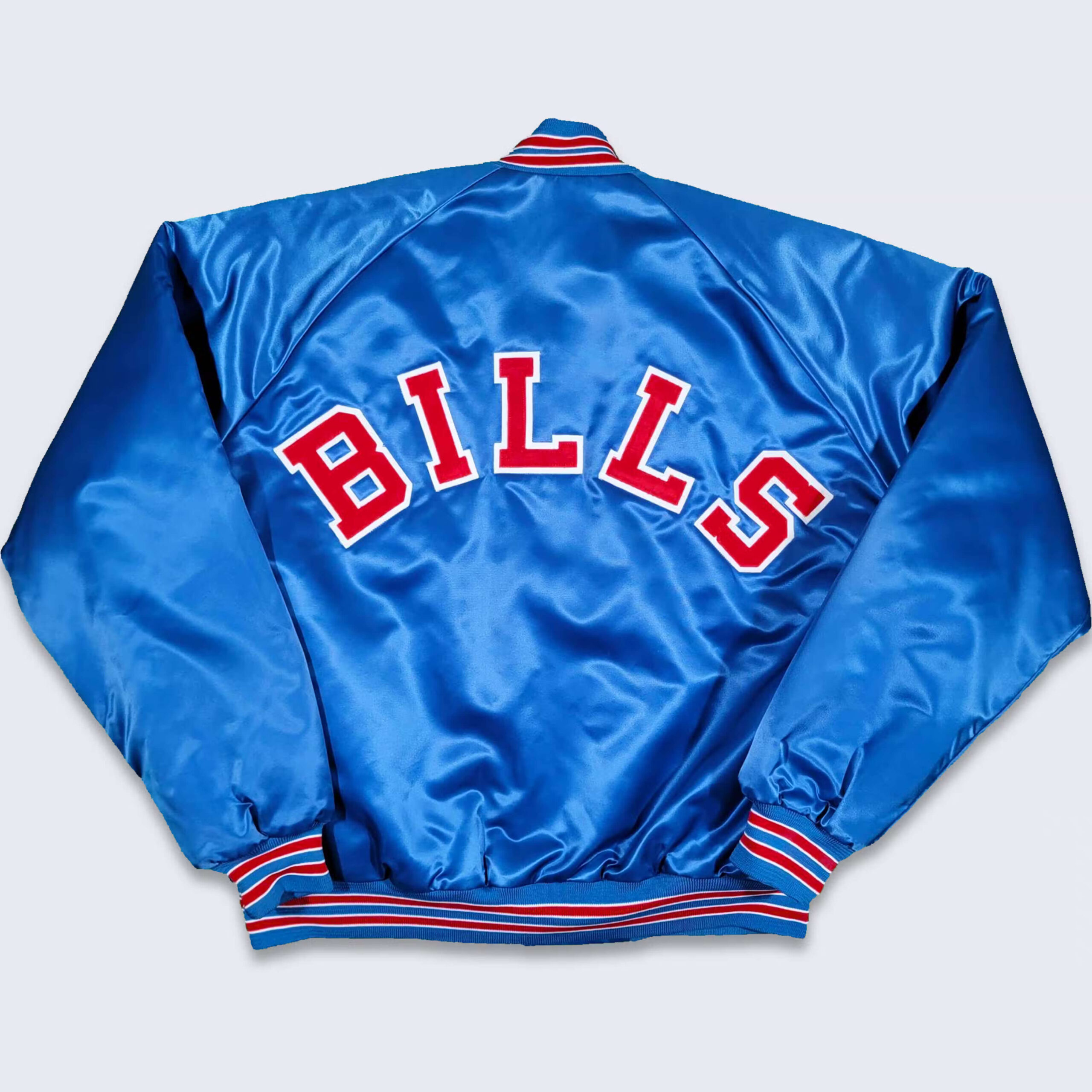 Buffalo Bills Blue Satin Full Snap Jacket (2) Buffalo Bills Blue Satin Full Snap Jacket