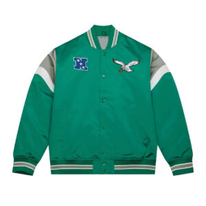 Philadelphia Eagles Green Full Snap Satin Jacket