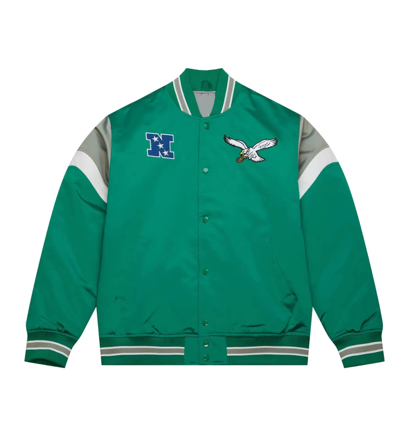Philadelphia Eagles Green Full Snap Satin Jacket (2) Philadelphia Eagles Green Full Snap Satin Jacket