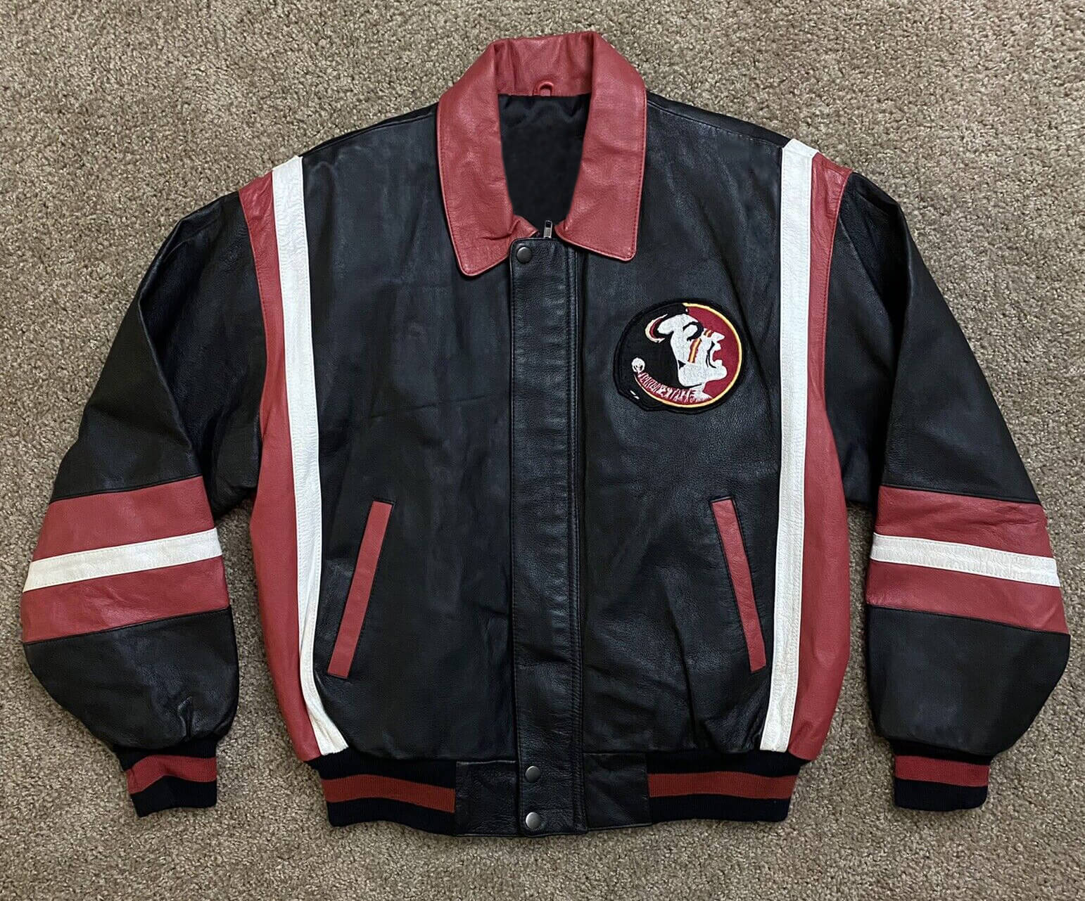 Vintage-Florida-State-Seminoles-Leather-Jacket-(1) Vintage-Florida-State-Seminoles-Leather-Jacket