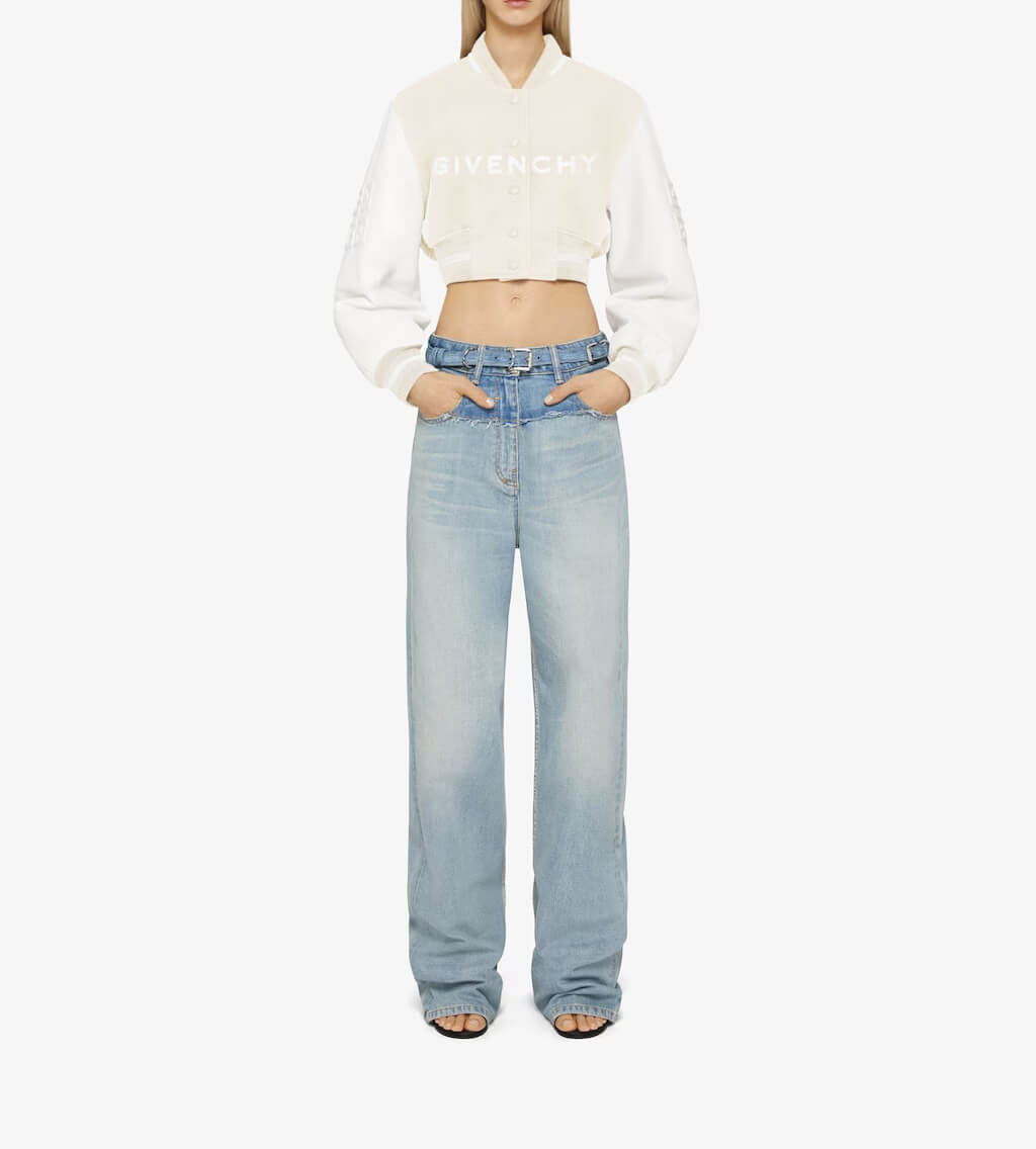 Beige White Givenchy Cropped Varsity Jacket (2) Beige White Givenchy Cropped Varsity Jacket