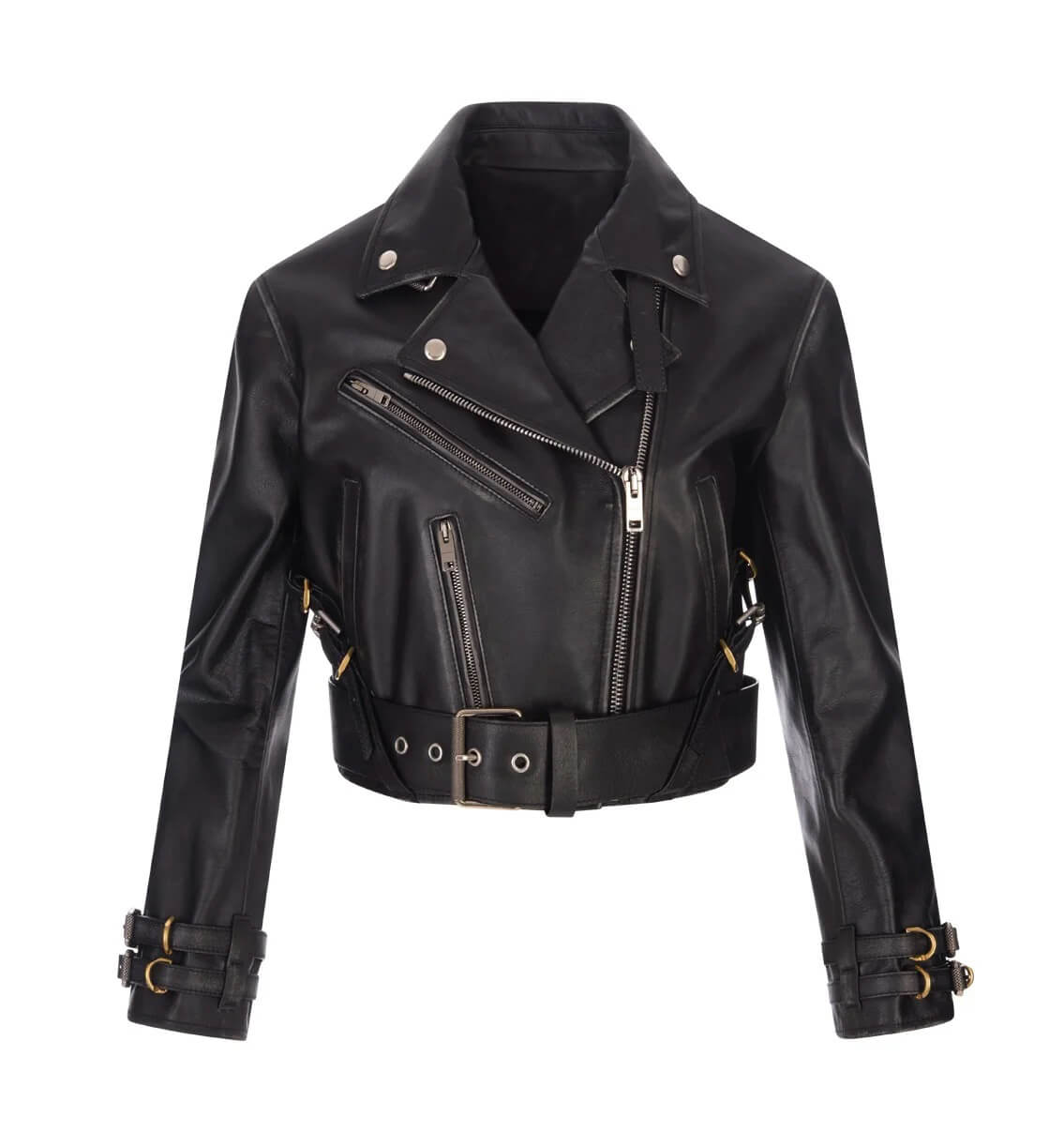 Givenchy Black Biker Cropped Leather Jacket (2) Givenchy Black Biker Cropped Leather Jacket