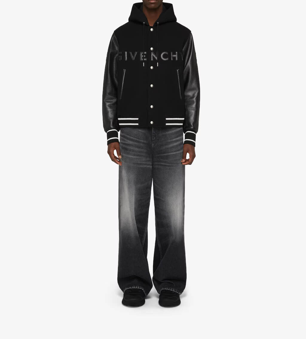 Givenchy Black Hooded Varsity Jacket
