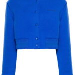 Givenchy Blue Cropped Wool Bomber Jacket