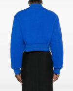Givenchy Blue Cropped Wool Bomber Jacket