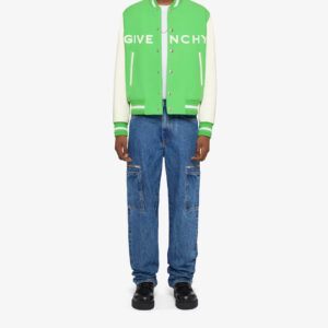 Givenchy Bright Green White Varsity Bomber Jacket