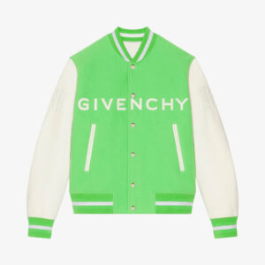 Givenchy Bright Green White Varsity Bomber Jacket