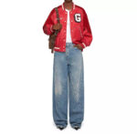 Givenchy College Bi Material Red Varsity Jacket