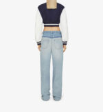 Navy White Givenchy Cropped Varsity Jacket