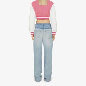 Pink White Givenchy Cropped Varsity Jacket
