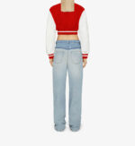 Red White Givenchy Cropped Varsity Jacket