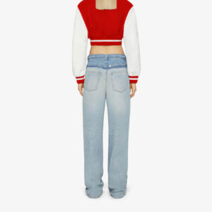 Red White Givenchy Cropped Varsity Jacket