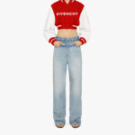Red White Givenchy Cropped Varsity Jacket