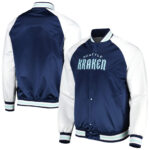 Sea Blue White Seattle Kraken Satin Full Snap Jacket