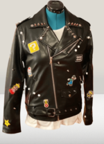 Super Mario Black Studded Leather Jacket