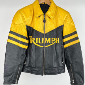 Triumph-Motorcycle-Black-And-Yellow-Leather-Jacket