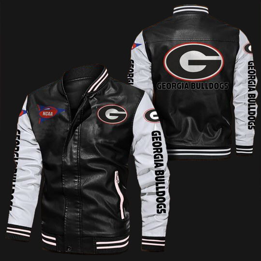 Georgia-Bulldogs-Black-White-Bomber-Leather-Jacket-1 Georgia-Bulldogs-Black-White-Bomber-Leather-Jacket