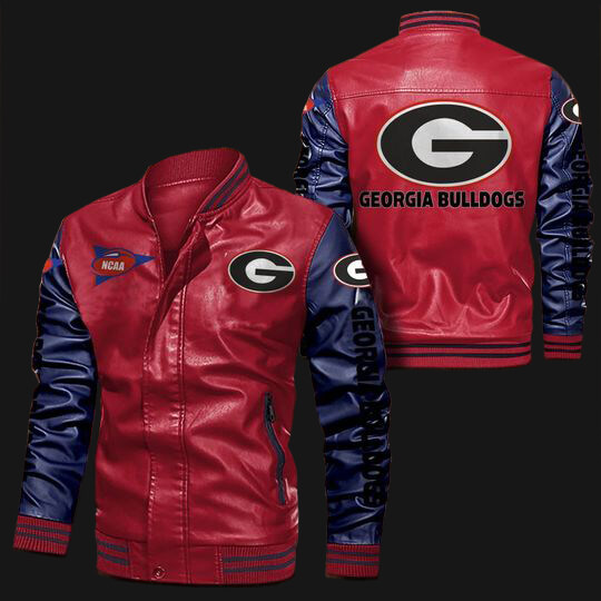 Georgia-Bulldogs-Red-Blue-Bomber-Leather-Jacket-(1) Georgia-Bulldogs-Red-Blue-Bomber-Leather-Jacket