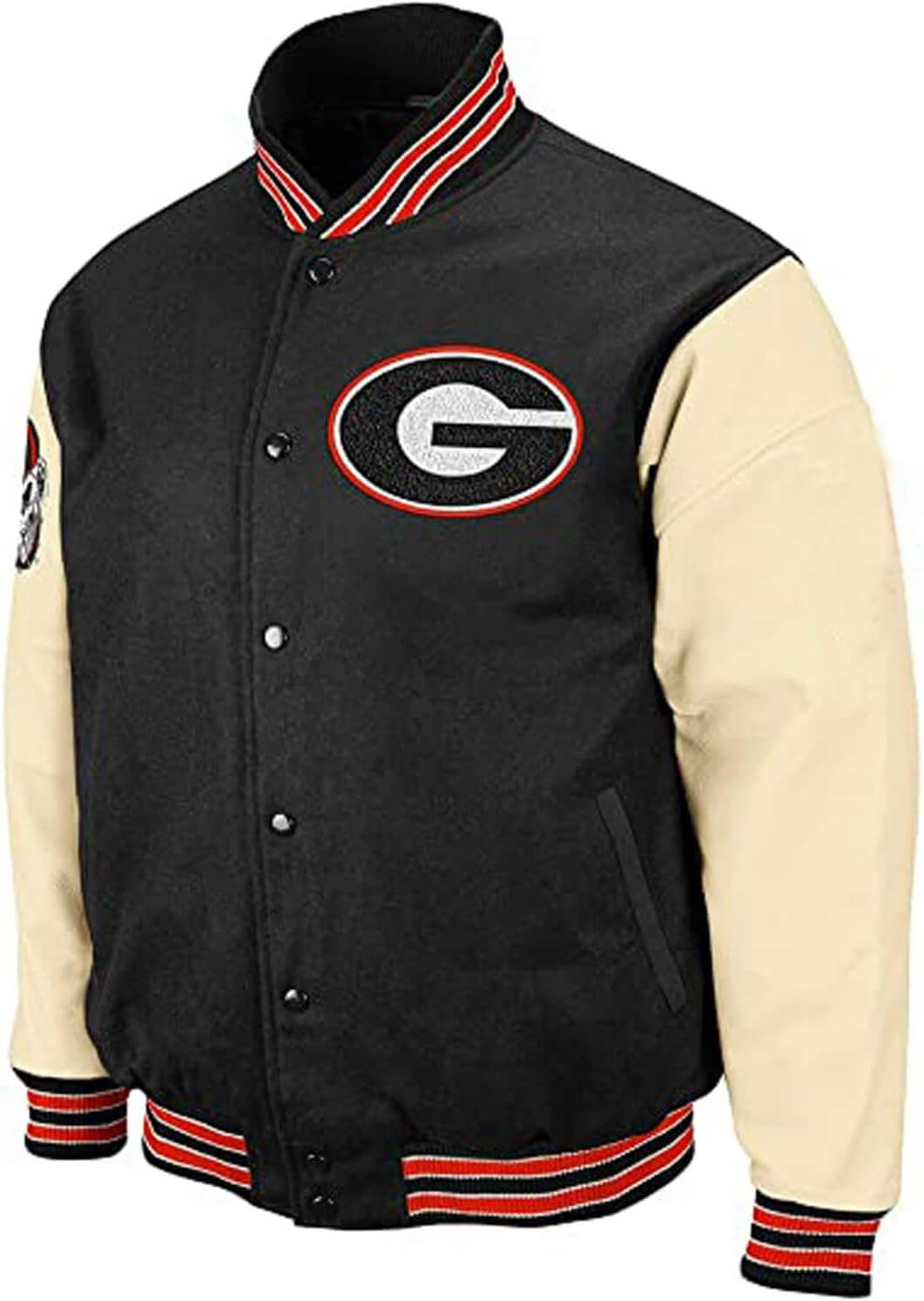 NCAA-Georgia-Bulldog-Black-And-Cream-Varsity-Jacket-1 NCAA-Georgia-Bulldog-Black-And-Cream-Varsity-Jacket