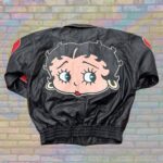 Betty Boop Big Face Black Red Leather Jacket