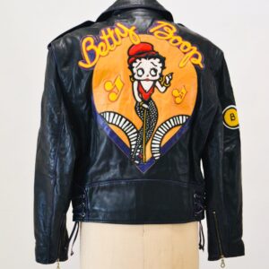 Betty Boop Black Comic Music Biker Leather Jacket