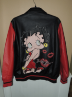 Betty Boop Black Red Cartoon Leather Jacket