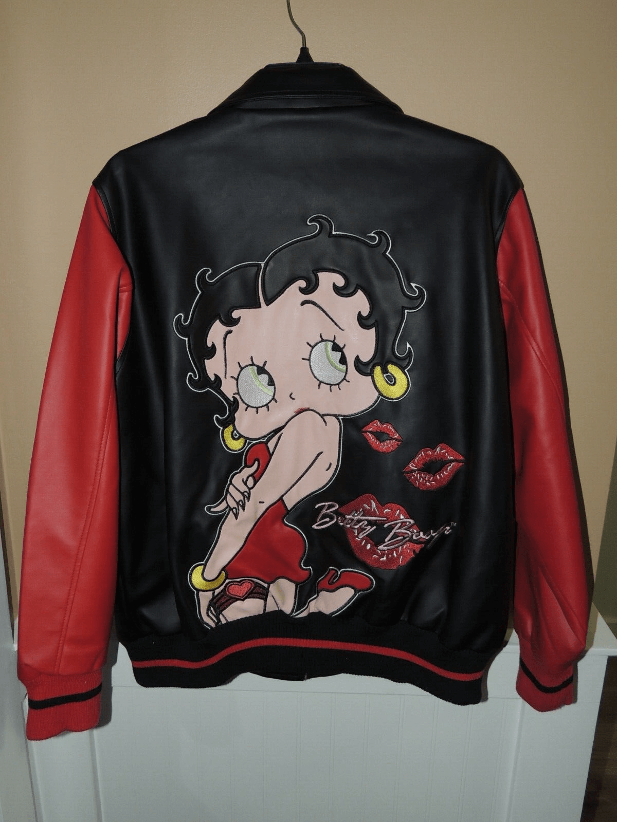 Betty Boop Black Red Cartoon Leather Jacket Betty Boop Black Red Cartoon Leather Jacket