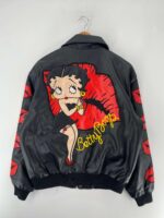 Betty Boop Bomber Black Leather Jacket
