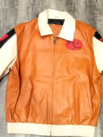 Betty Boop Brown Beige Cartoon Leather Jacket