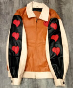 Betty Boop Brown Beige Cartoon Leather Jacket