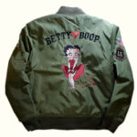 Betty Boop Green Low Blow Knuckle USA Bomber Jacket
