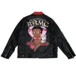 Betty Boop Headgear Black Leather Jacket