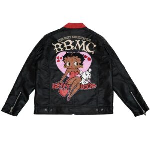 Betty Boop Headgear Black Leather Jacket