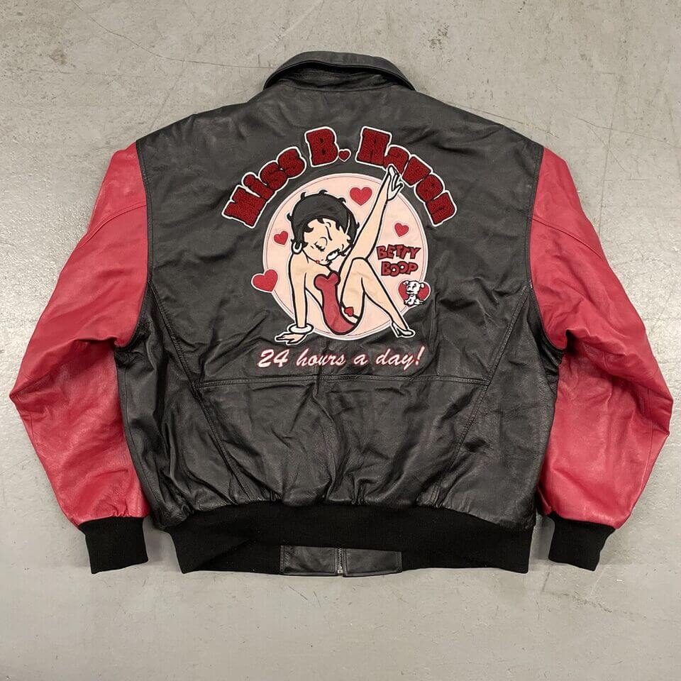 Betty Boop Miss B Haven Black Red Leather Jacket (1) Betty Boop Miss B Haven Black Red Leather Jacket