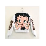 Betty Boop White Comics Bomber Leather Jacket