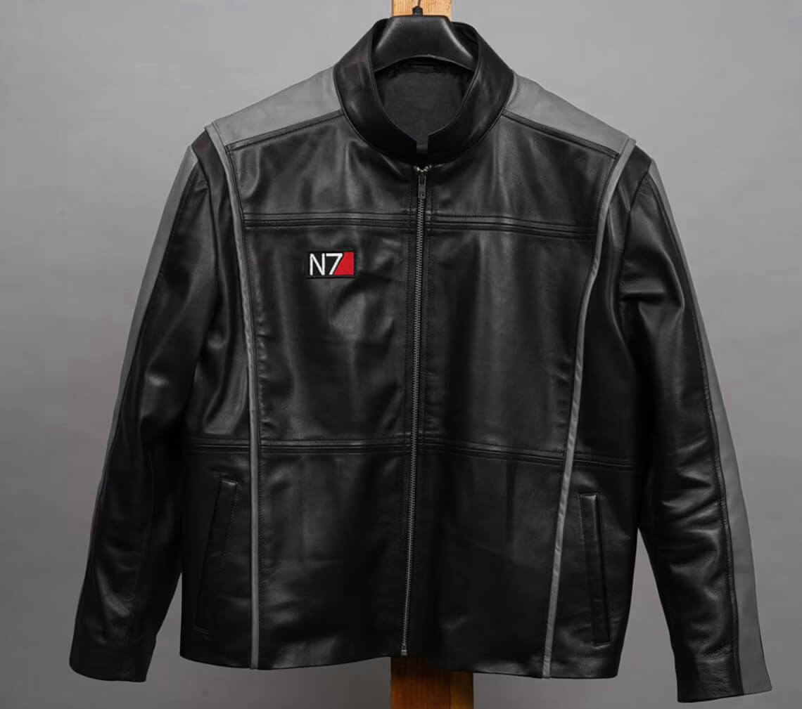 Black-Gray-Mass-Effect-N7-Commander-Leather-Jacket-1 Black-Gray-Mass-Effect-N7-Commander-Leather-Jacket