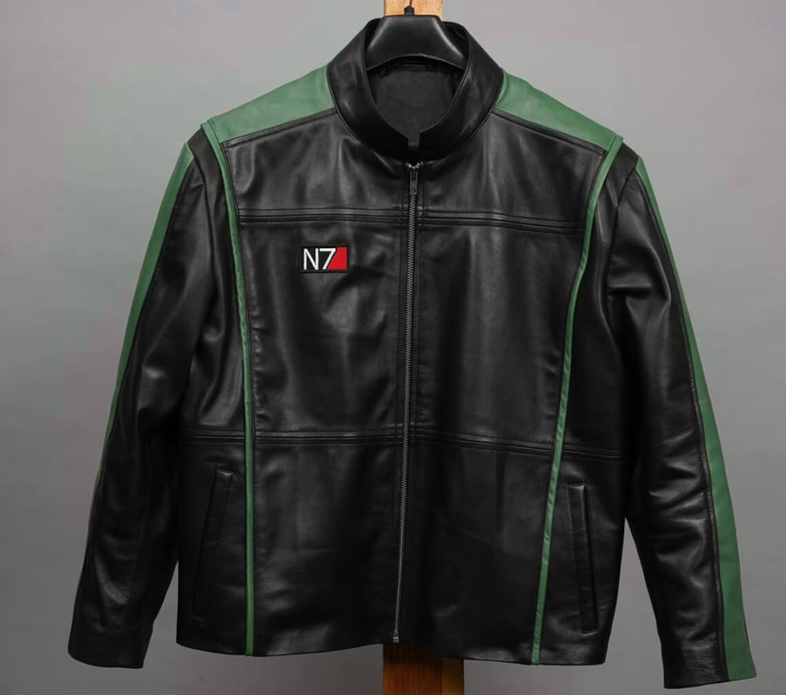 Black-Green-Mass-Effect-N7-Commander-Leather-Jacket-1 Black-Green-Mass-Effect-N7-Commander-Leather-Jacket