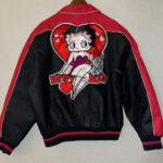 Black Red Betty Boop Pudgy Heart Leather Jacket