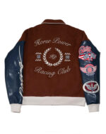 Brown Navy Horse Power Racing Club Varsity Jacket