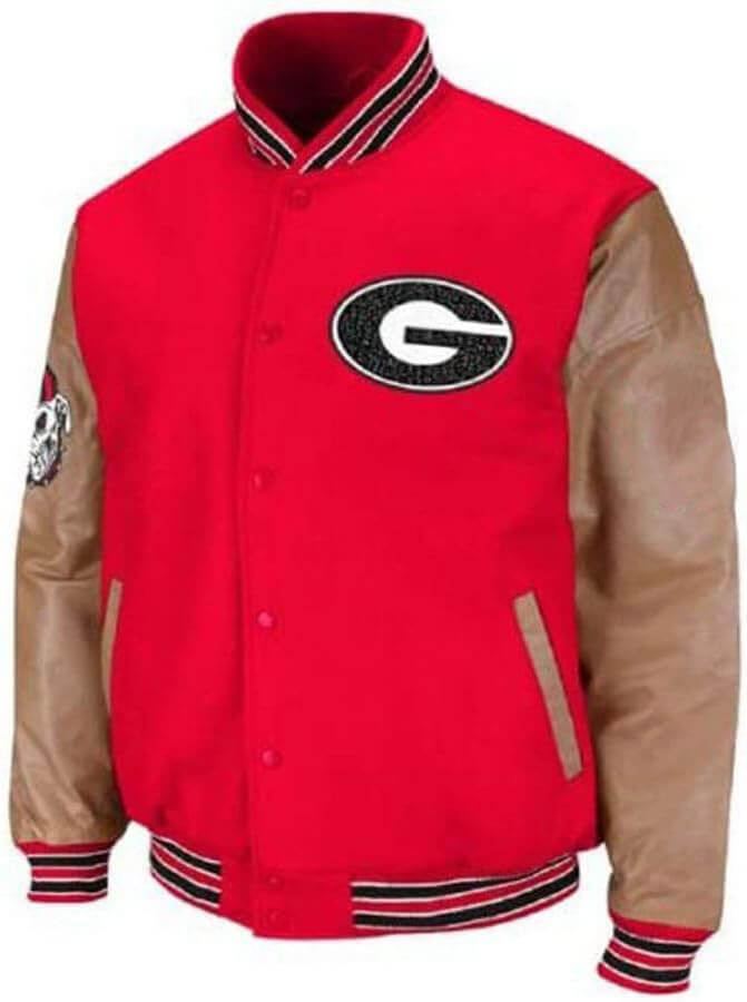 NCAA-Georgia-Bulldogs-Red-And-Brown-Varsity-Jacket-1 NCAA-Georgia-Bulldogs-Red-And-Brown-Varsity-Jacket