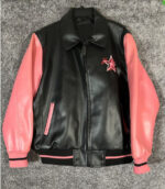 Pink Black Betty Boop Bomber Leather Jacket