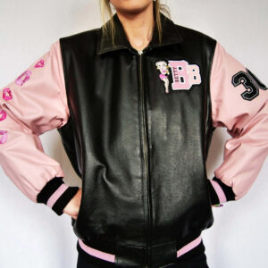 Rare Black Pink Betty Boop Leather Jacket