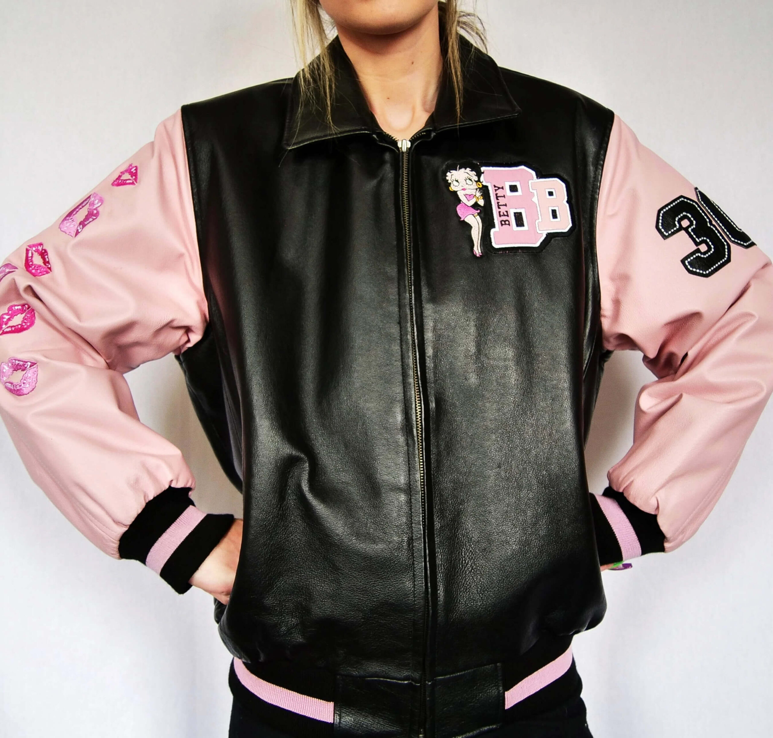 Rare Black Pink Betty Boop Leather Jacket (1) Rare Black Pink Betty Boop Leather Jacket